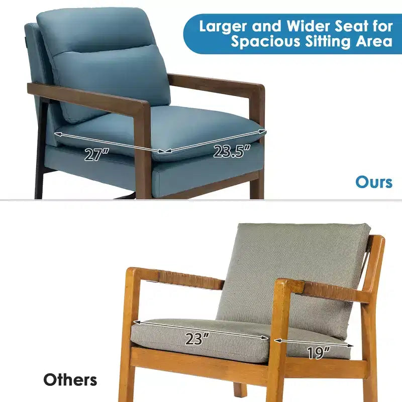 Modern Upholstered Accent Armchair with Rubber Wood Legs