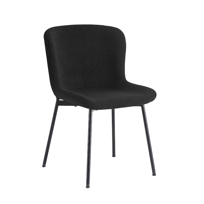 Fabric Upholstered Armless Dining Chairs with Powder-Coated Steel Legs, Set of 2