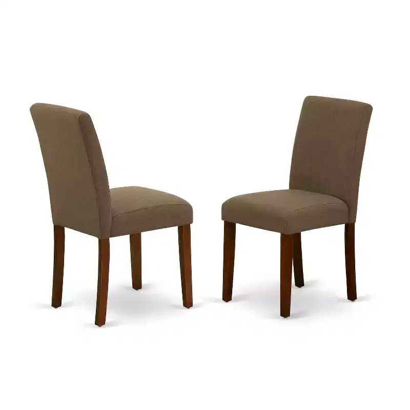 Bohemian Kitchen Table Set - 36 Inch Square Table with 2 Parsons Chairs - Coffee Linen Fabric