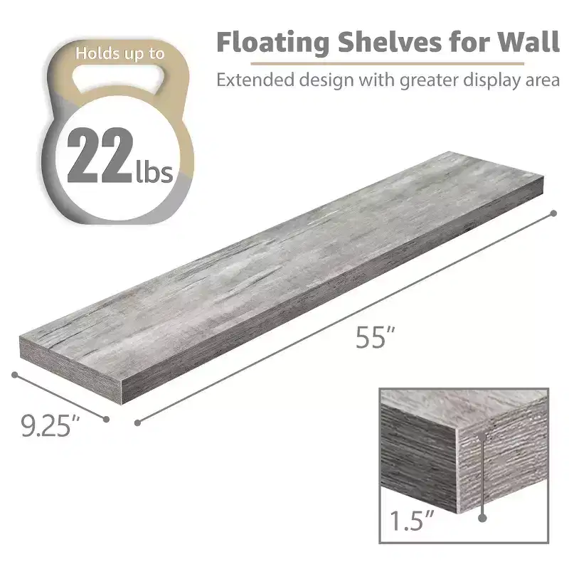 Sorbus 2 Pack 55 Inch Wall Mounted Floating Shelves - for Bathroom, Wall Decor for Bedroom, Kitchen, Living Room, Book Storage