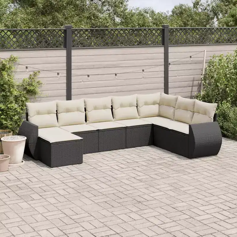 vidaXL Garden Sofa Set PE rattan Large Adjustable Armrests