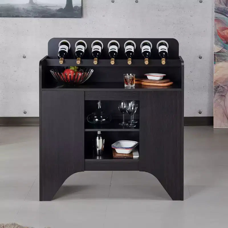 Belfi Wine Cabinet Espresso - HOMES: Inside + Out: Kitchen Buffet, Liquor Storage, 7 Bottle Rack
