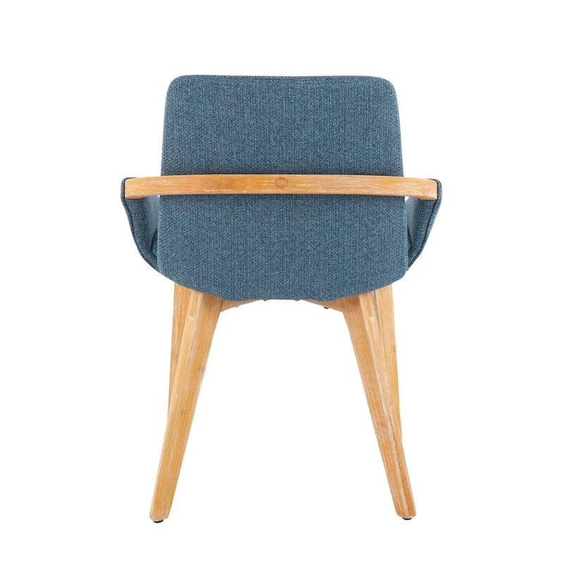 Mid-Century Upholstered Dining Chair with Natural Wood Arms and Legs