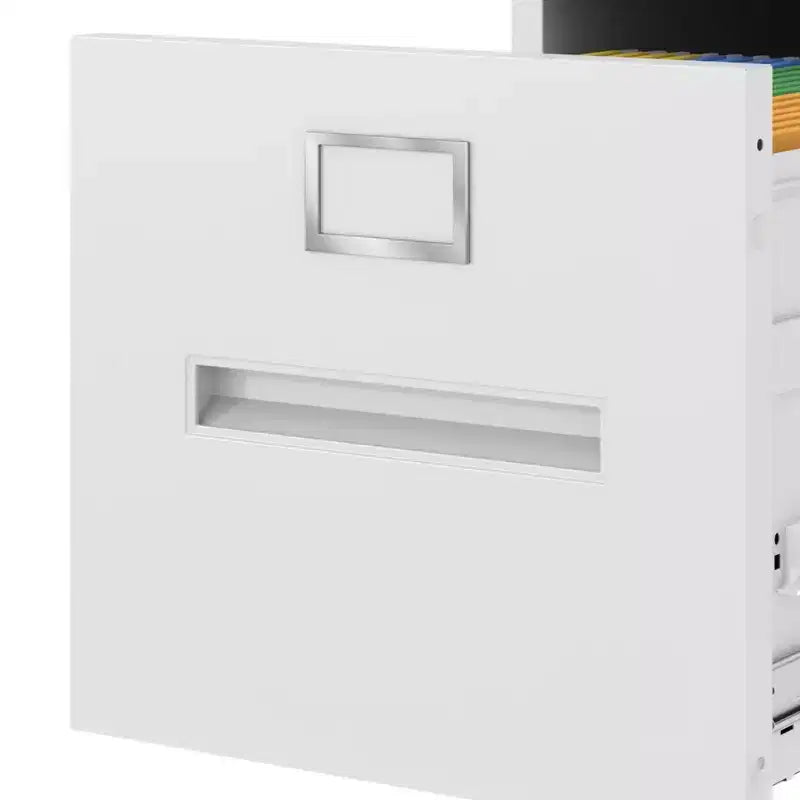 2-Drawer Narrow Metal File Cabinet with Lock – White