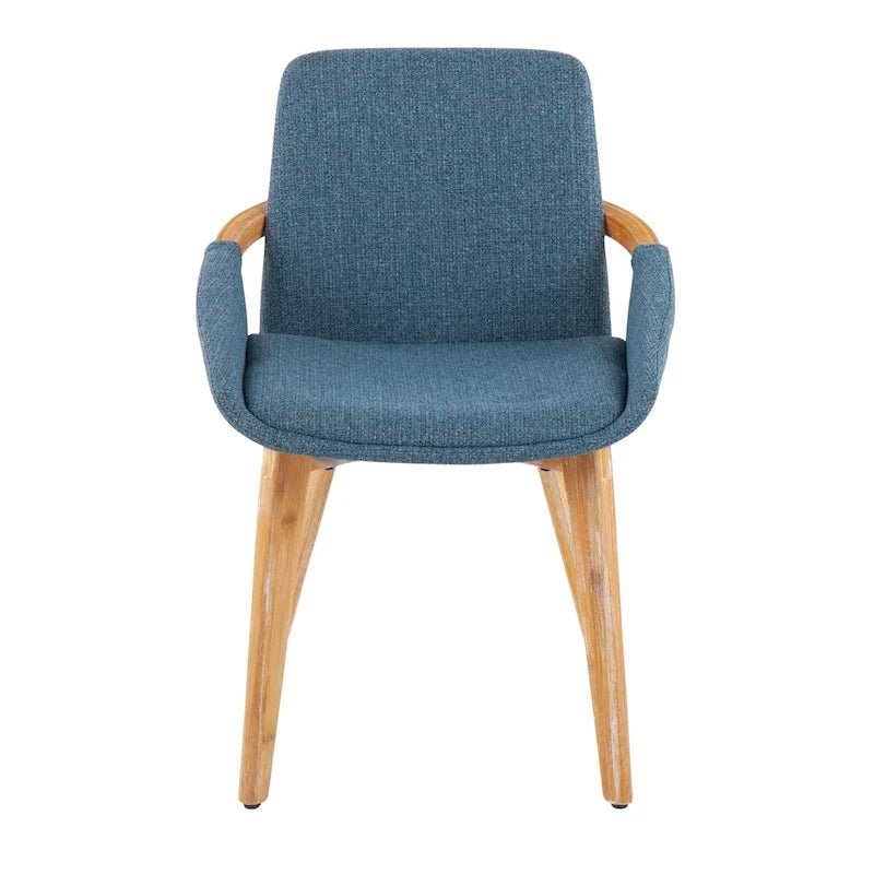 Mid-Century Upholstered Dining Chair with Natural Wood Arms and Legs