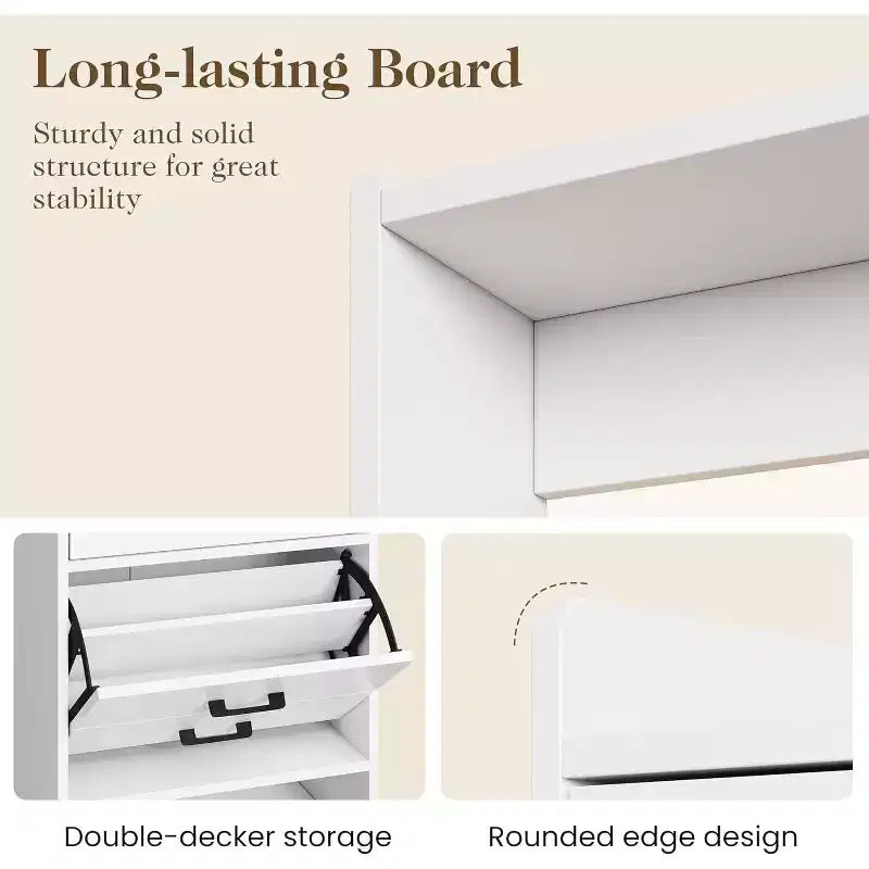 5-in-1 Entryway Shoe Cabinet with Flip Drawer, Pegboard and Adjustable Shelf