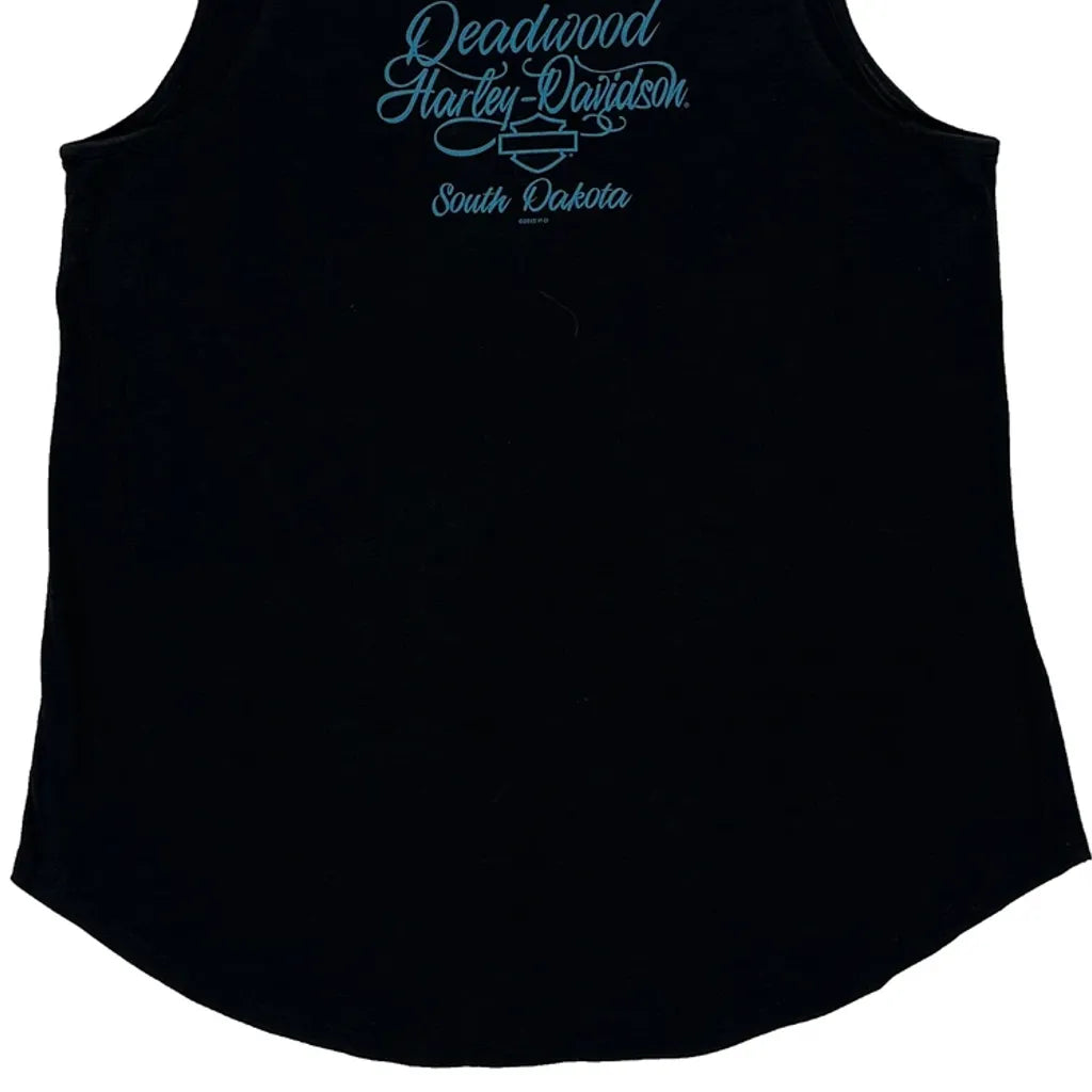 Women's Sleeveless Graphic Print Cotton Vest in Black Medium