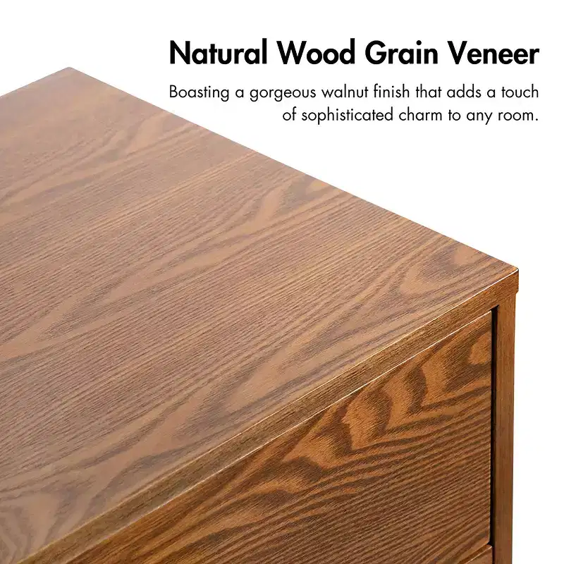 HOMES: Inside + Out 3pc Full Riverstone Mid-Century Modern Bedroom Set with 2 Nightstands Walnut