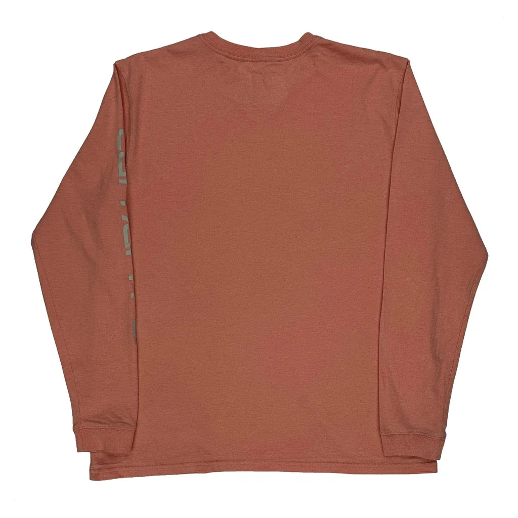 Loose Fit Long Sleeve T-Shirt Large Orange Cotton