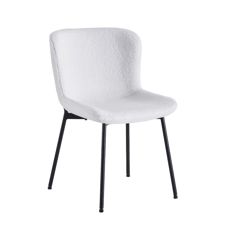 Fabric Upholstered Armless Dining Chairs with Powder-Coated Steel Legs, Set of 2