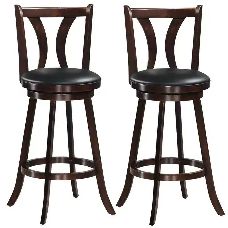 Swivel Bar Stools 29.5 with Rubber Wood Legs, PVC Leather Seat