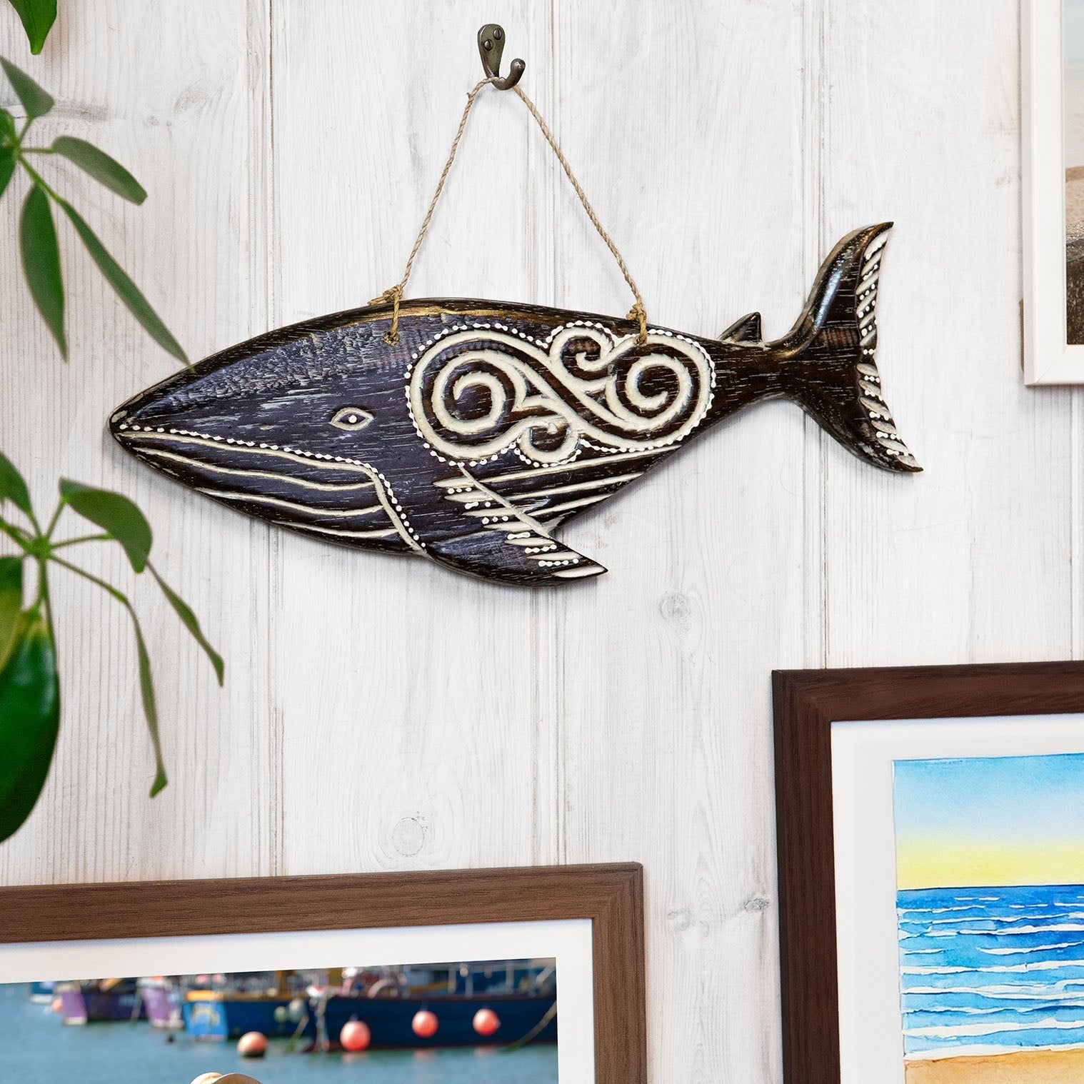 Hand Carved Whale Plaque