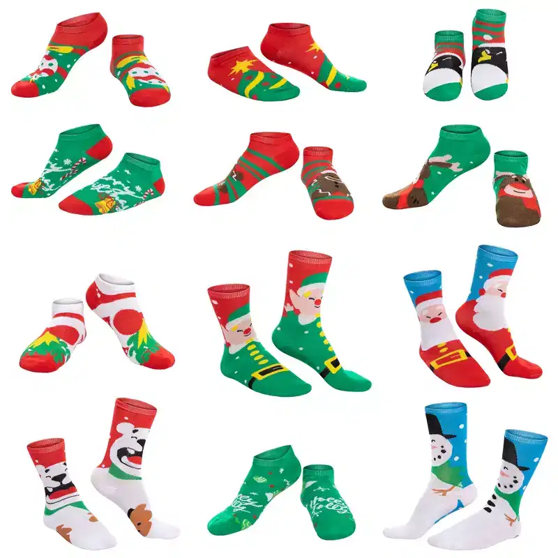 Joyfy 2025 Christmas Advent Calendar: 12-Pair Warm Cotton Socks for Adult Women  4 Knee-High & 8 Low-Cut Styles, Countdown Calendar for Xmas