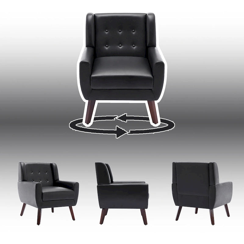 PU Leather Accent Chair Living Room Upholstered Armchair
