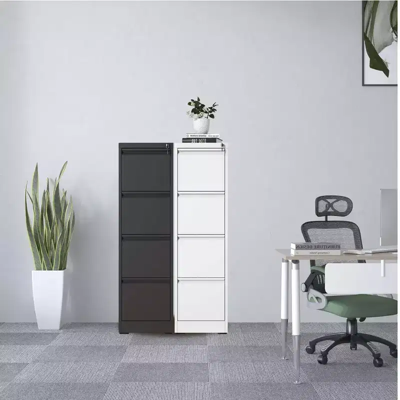 4 Drawer Vertical File Cabinet with Lock, Metal Locking Filing Cabinet , Steel File Storage Cabinet for A4/Letter/Legal Size File