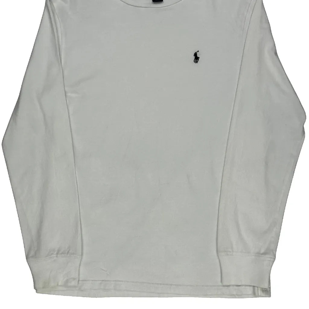 Long Sleeve T-Shirt Women's White Crew Neck Regular Fit Cotton Top