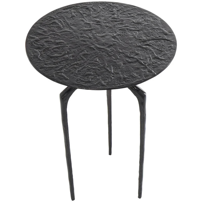 Aluminum Metal Geometric Slim Textured Side End Accent Table