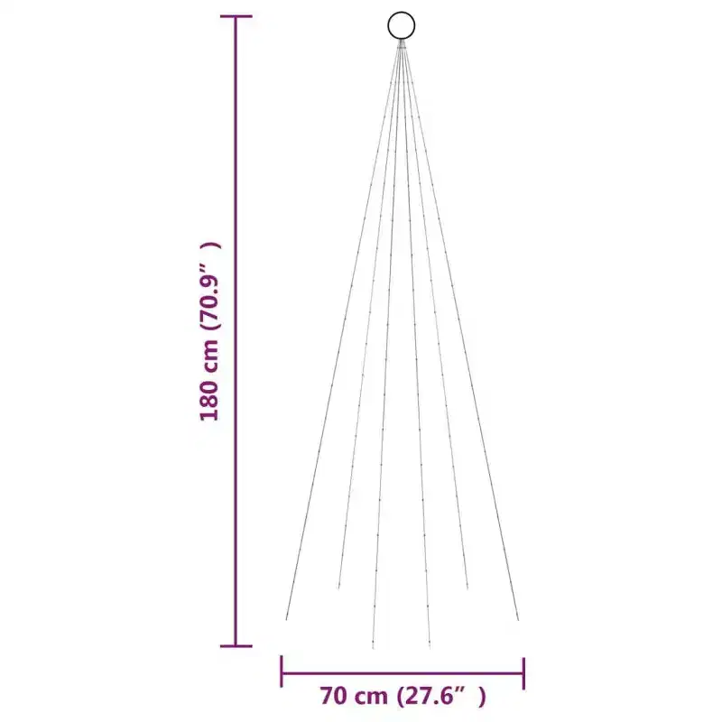 vidaXL Christmas Tree Warm White Copper, PVC Medium Adjustable Armrests - 6 x 2 ft Warm White Straight Shaped LED Lights