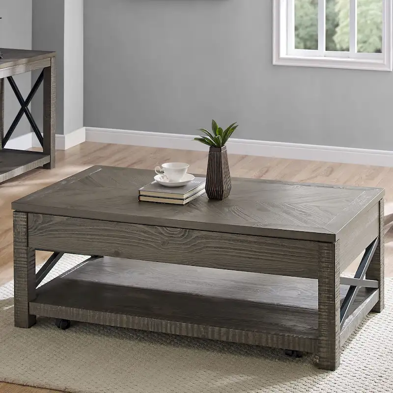 Dawson Distressed Driftwood Lift-Top Coffee Table