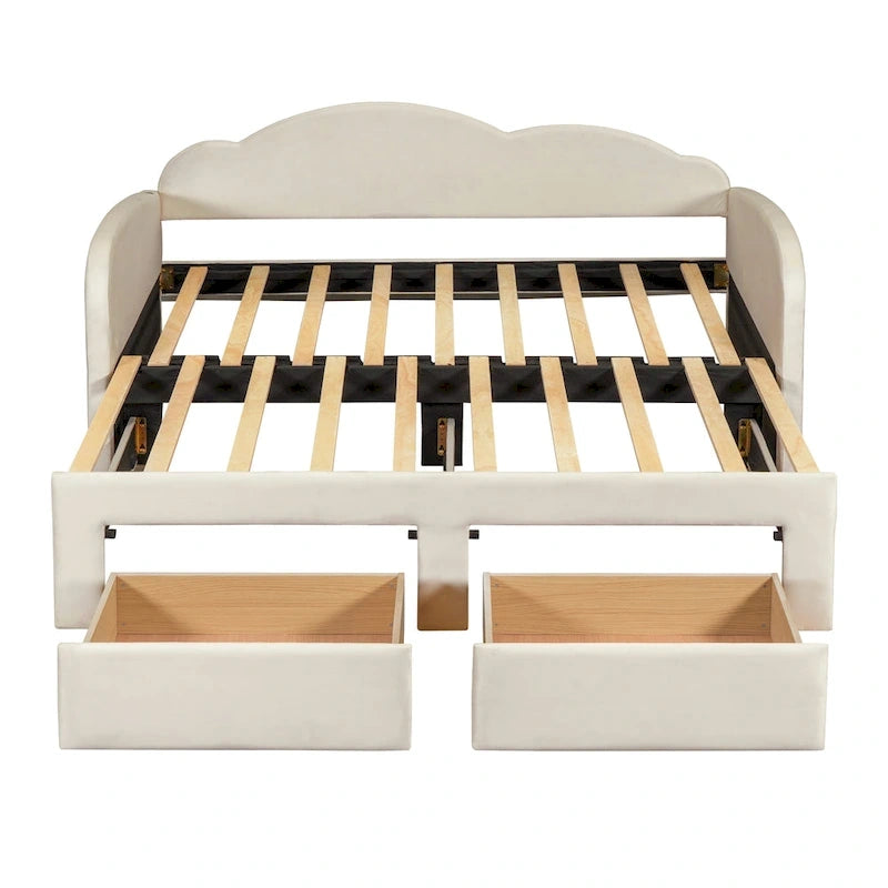 Twin Cloud Velvet Daybed with Trundle and Drawers