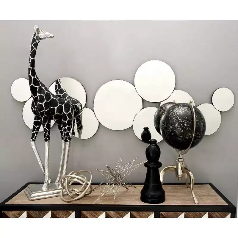 Glass Bubble Cluster Wall Mirror, Silver, 57 Wide