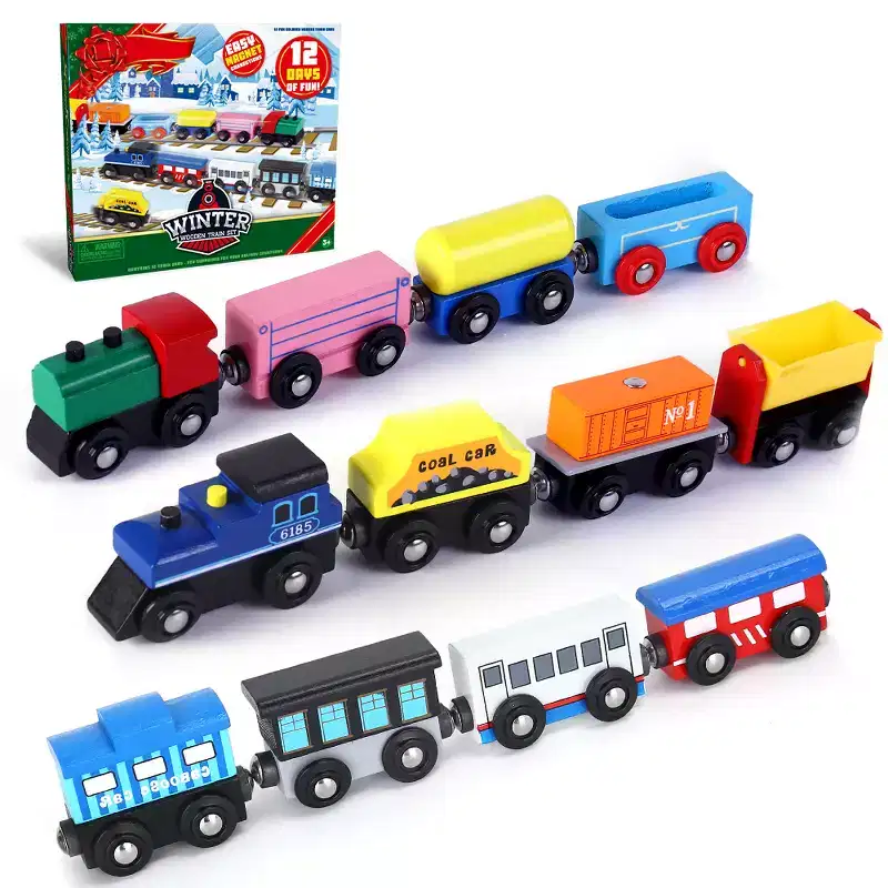 Joyfy 2025 Christmas Advent Calendar  12 Days of Magnetic Wooden Train Cars All Aboard the Holiday Countdown Express!