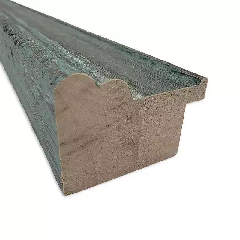 18x52 Non-Beveled Upcycled Wood on The Door Mirror Teal/Gray - Amanti Art
