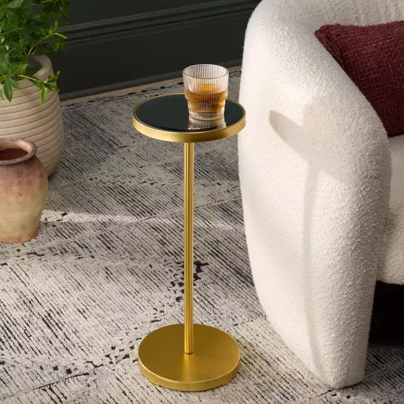 Paku Round Side Table - ACC2323A - Gold/Mirror - Safavieh
