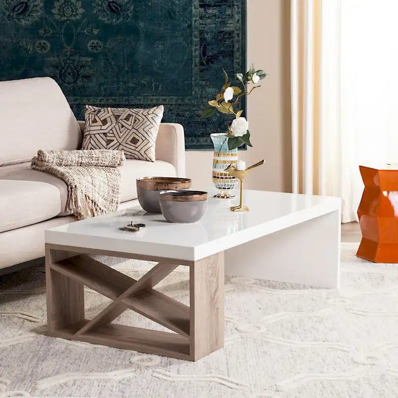 Scandinavian Side Storage Lacquer Coffee Table - 47 x 24 x 15