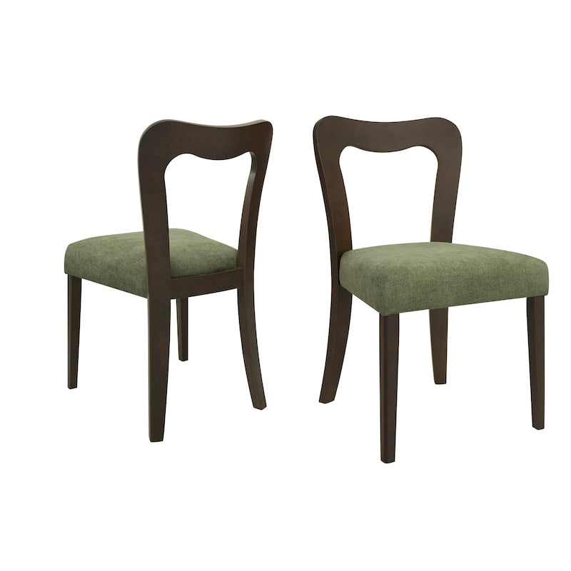 Modern Upholstered Dining Chair Set of 2 with Open-Back Design