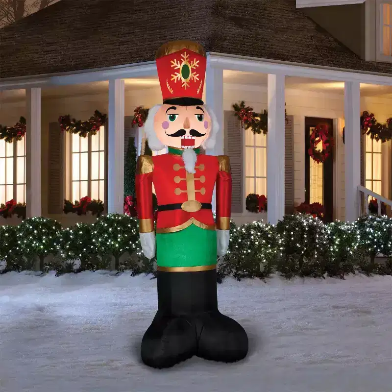 Gemmy Inflatable Nutcracker LED Lighted Outdoor Yard Decoration - 8 ft - Multicolored
