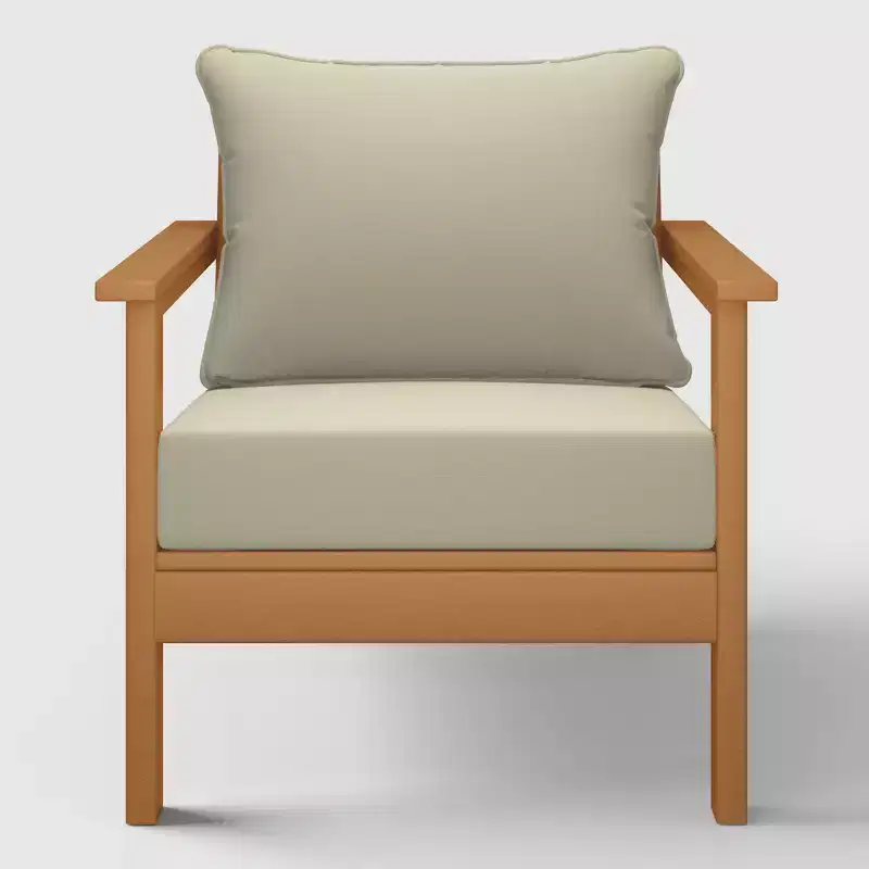 WestinTrends Avalon Teak Outdoor Modern HDPE Patio Club Chair with Deep Seat Cushions