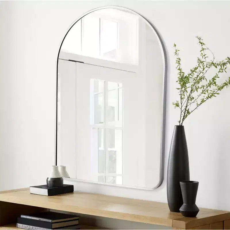 Silver Aluminum Arch Mirror - Rounded 91x61cm