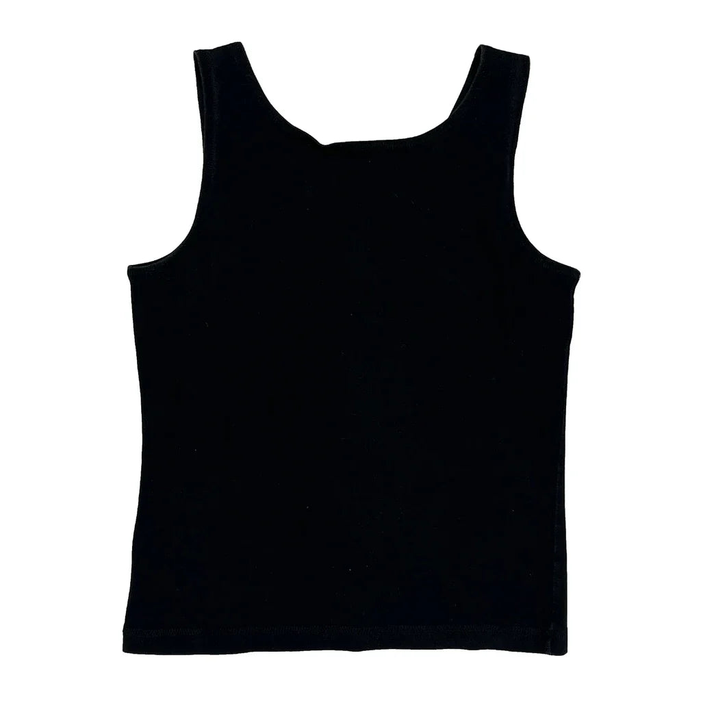 Women's Sleeveless Vest XS Black Cotton Casual Round Neck Regular Fit