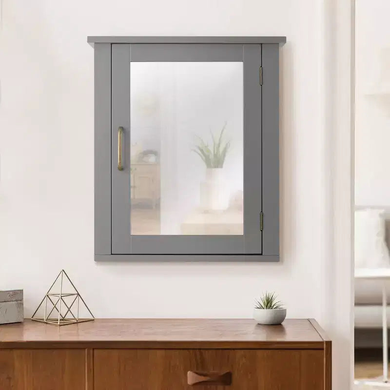 Mercer Mid Century Modern Wooden Medicine Cabinet Gray - Elegant Home Fashions