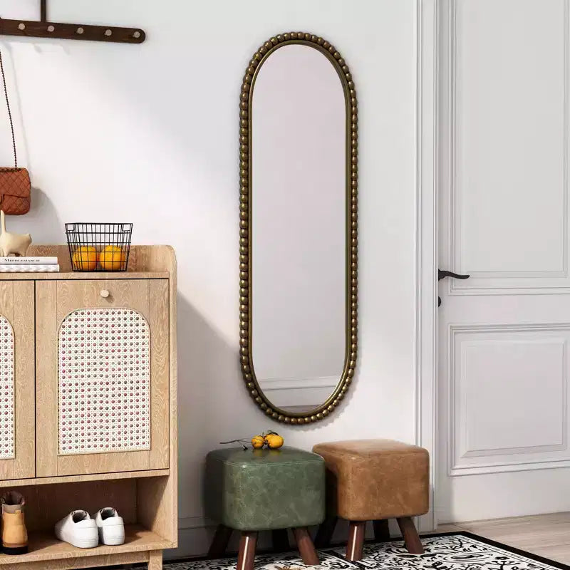 MAYEERTY Iron Oval Retro Mirror Wall Haning for Living Room Entrance Bedroom Gold