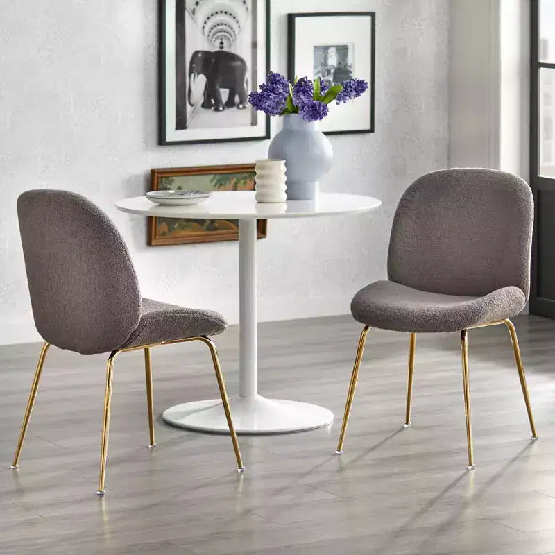 Set of 2 Upholstered Modern Dining Chairs - Armless, Curved Back