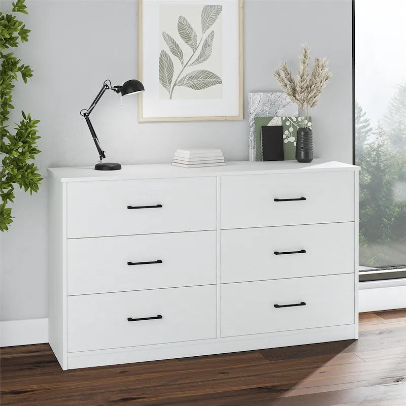 Wide 6-Drawer Dresser with Laminate Finish