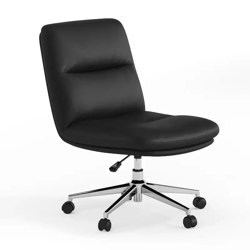 Emma and Oliver Mid-Back Armless Swivel Office Chair with Wheels, Padded Upholstered Back/Seat, Adjustable Height, and Sturdy Frame