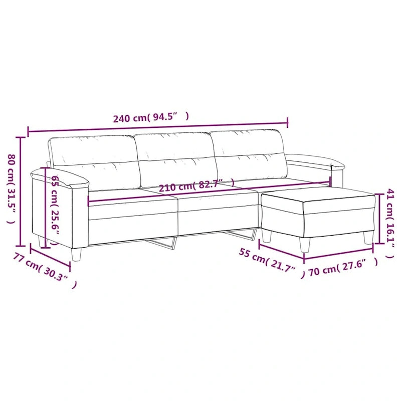 Modern Accent Upholstered Chair with Footstool Microfiber Fabric