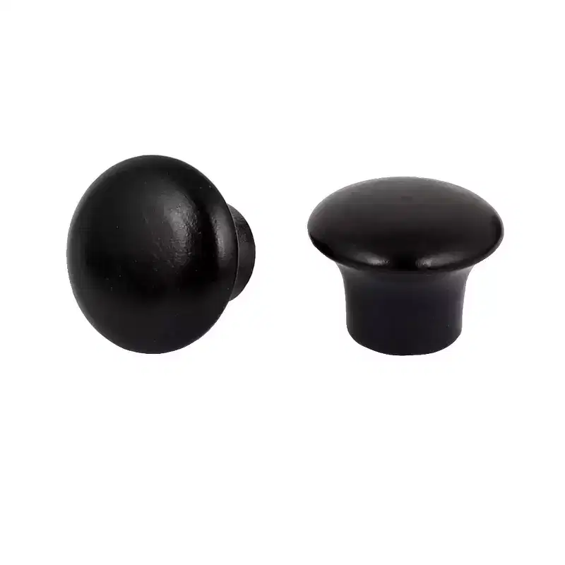 Unique Bargains Kitchen Cupboard Cabinet Door Wooden Pull Knob Grip Handle Black 0.94x0.7 25pcs
