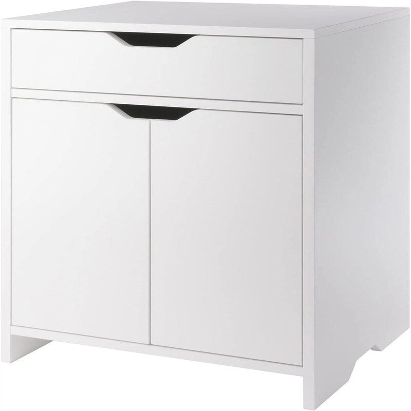 White 2-Shelf Storage Cabinet with Drawer for Home Office