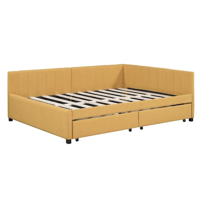 Full Size Upholstered Daybed with 2 Storage Drawers