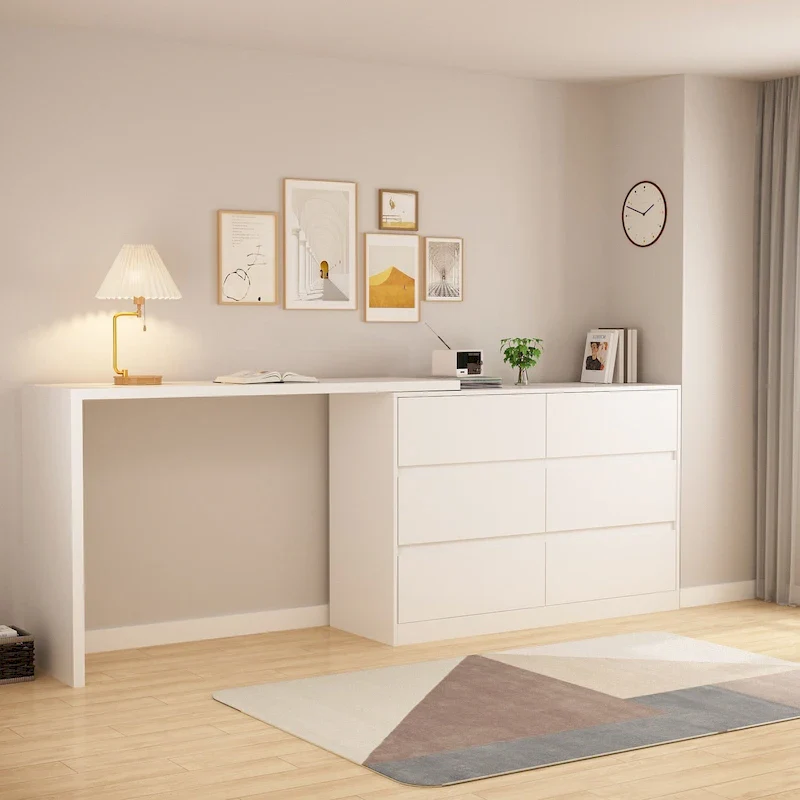 Rotating Dresser and Desk 6 Drawer – Makeup Vanity White/Black