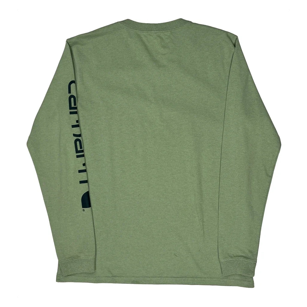 Women's Long Sleeve Crew Neck T-Shirt Small Green Cotton Casual