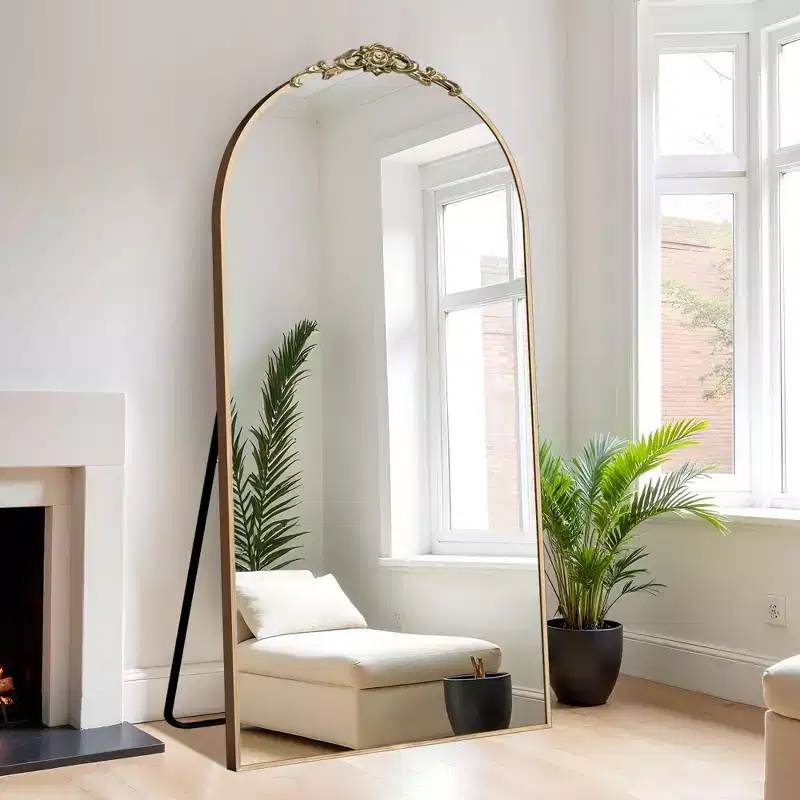 PexFix 71x38 Aluminum alloy thin edge right angle arched gold full body mirror