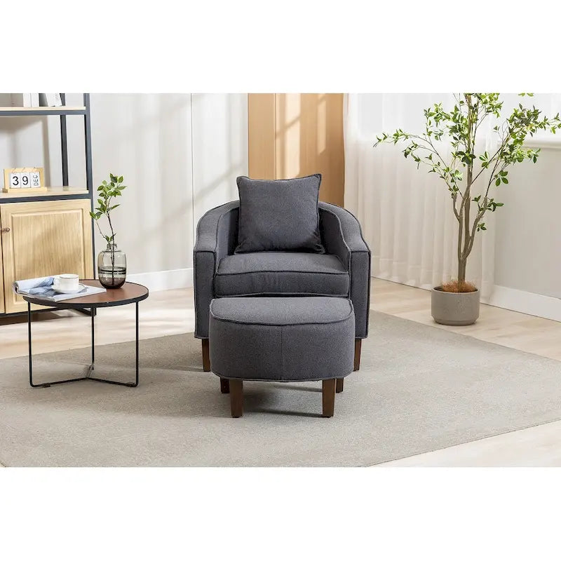 Mid-Century Modern Club Accent Chair with Tufted Back and Round Arms