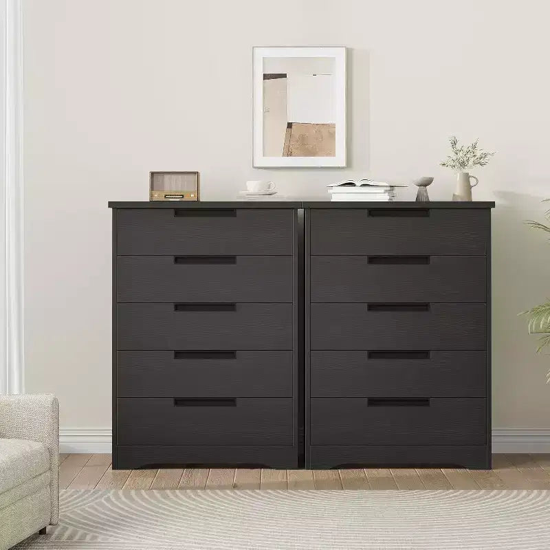 5-Drawer Wooden Dresser, Chest of Drawers for Bedroom & Living Room