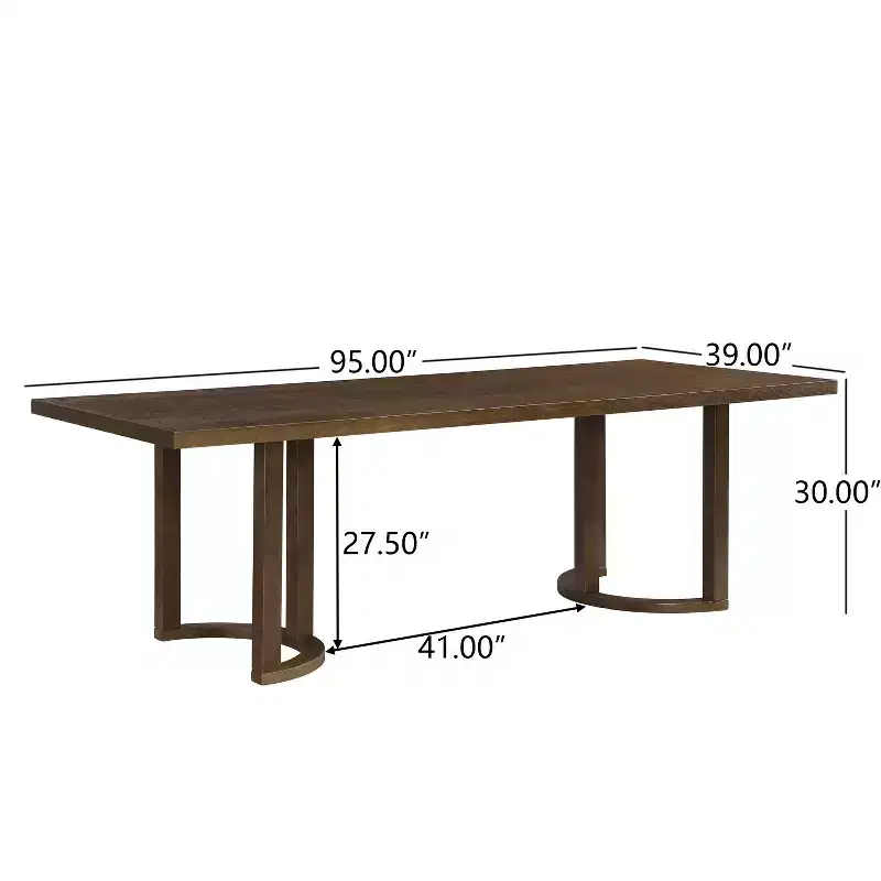 Christopher Knight Home Carissa 95 Modern Rubberwood 8 Seater Rectangle Dining Table