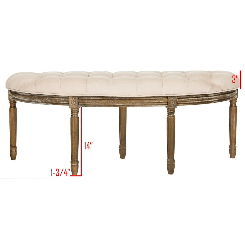 Rustic Semi-Circle Upholstered Bench with Wood Legs